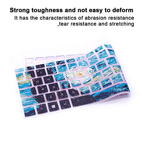 English Silicone Keyboard Cover for HP Envy x360 15.6''Series /2020 2019 Pavilion 15/Pavilion x360 15.6" Series/Envy 17 17.3" Series/Laptop 15t 17t 17-ca0011nr 17-by0040nr,Van Gogh Starry Sky - color: Z2-Van Gogh Starry Sky