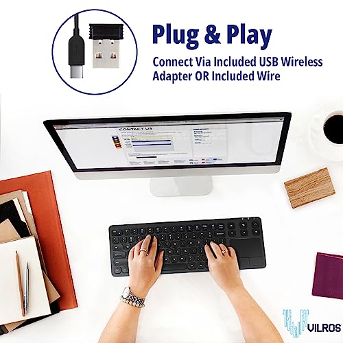 Vilros 2.4G Wireless & Wired Touch Keyboard with Built-in Touchpad- USB Wired + 2.4G Wireless Keyboard Compatible with Raspberry Pi