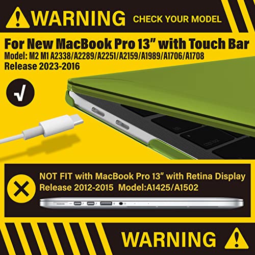 IBENZER Compatible with MacBook Pro 13 Inch Case M2 M1 2026 2025 2024 2023 2022 A2338 A2289 A2251 A2159 A1989 A1706 A1708, Hard Shell Case & Keyboard Cover for Mac Pro 13, Avocado Green, T13AVGN+1 - color: Avocado Green