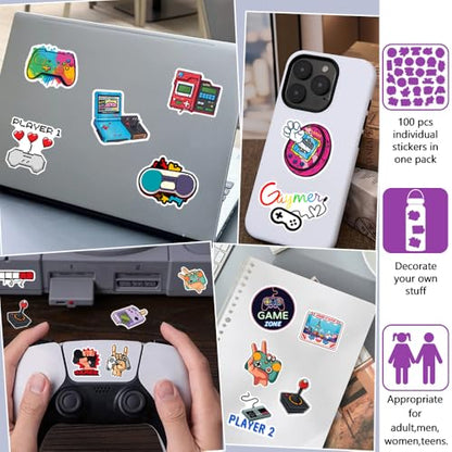 DETICKERS Video Game Party Favor Stickers for Boys 8–12, 100 PCS Gaming Water Bottle Stickers Waterproof Vinyl Classroom Rewards Gamer Gifts for Teen Boys - style: Video Game