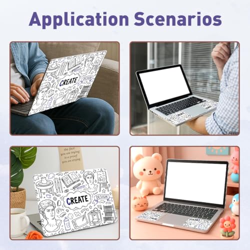 PLIGREAT 15 Inches Doodle Pattern Laptop Skin Sticker Decals Wall Art Doodle Laptop Skin Stickers Fits 12" to 15" Laptops Universal Waterproof Removable Notebook Art Protector, Blue Black - color: Blue Black