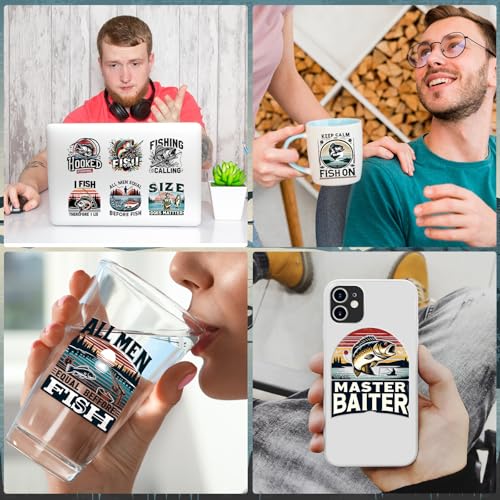 Rngmsi UV DTF Cup Wrap - 20 Sheets Fly Fishing UV DTF Cup Wraps for 16 oz Glass, Funny Stickers for Water Botters, Waterproof Rub on Transfer Decals, DIY Crafts Fishing Lover Gifts - style: Fishing