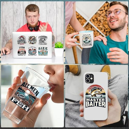 Rngmsi UV DTF Cup Wrap - 20 Sheets Fly Fishing UV DTF Cup Wraps for 16 oz Glass, Funny Stickers for Water Botters, Waterproof Rub on Transfer Decals, DIY Crafts Fishing Lover Gifts - style: Fishing