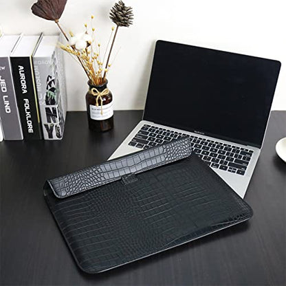 Crocodile Grain PU Leather Flap Style Case Bag Laptop Sleeve for MacBook Air 15 inch 2026-2023 A3448 M5 M4 M3 M2 Notebook Bag for Mac Pro 16 A3428 A3429 2019-2026 Pro 15 2012-2019, Black - color: Black