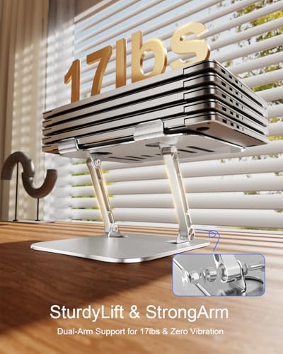 Laptop Stand for Desk Adjustable Computer Stand Foldable Laptop Riser Notebook Holder Adjustable Height for MacBook PC Computer Notebook Office Desk Accessories 10-17 Inch - color: Silver