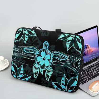 Hibiscus Flower Turtle Print Laptop Sleeve Case with Handle Computer Cover Compatible with 10-17 Inch Tablet for Women Men 360° Protective Carrying Bag Briefcase, 17inch - color: Hibiscus Flower Turtle, size: 17inch