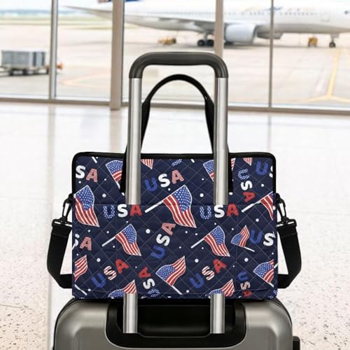 Laptop Sleeve, Laptop Cover with Adjustable Strap Computer Bag Tablet Notebook Sleeves Handbag Messenger Briefcase - color: American Flag