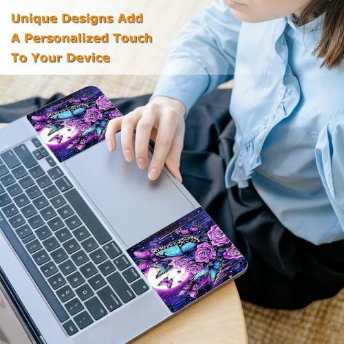 Universal Laptop Skin Sticker with 2 Wrist Pad Decals, 3-Piece Removable Vinyl Laptop Cover, Purple Rose Moon Waterproof Anti-Scratch, Easy-Trim Fit for 13.3" 14" 15.6" Laptops - color: Purple Rose Moon