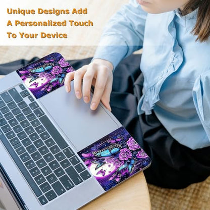 Universal Laptop Skin Sticker with 2 Wrist Pad Decals, 3-Piece Removable Vinyl Laptop Cover, Purple Rose Moon Waterproof Anti-Scratch, Easy-Trim Fit for 13.3" 14" 15.6" Laptops - color: Purple Rose Moon