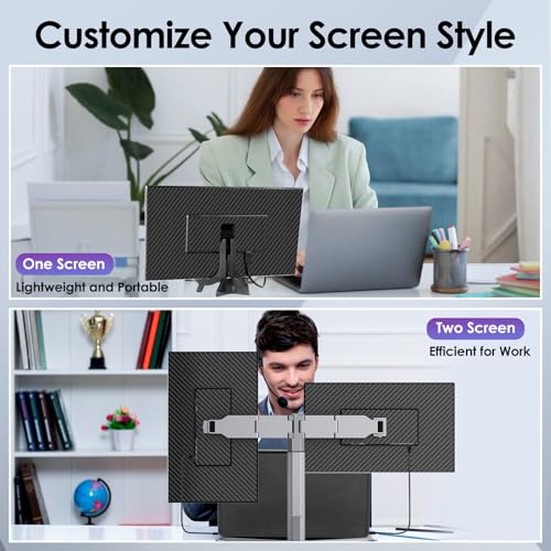 Redalf 15.6" FHD IPS Triple Portable Monitor for Laptop, Fits Laptops | Ultra-Thin Zero Frame, Compatible with Mac, Windows, Chrome, Plug and Play, Detachable Laptop Screen Extender - color: Grey