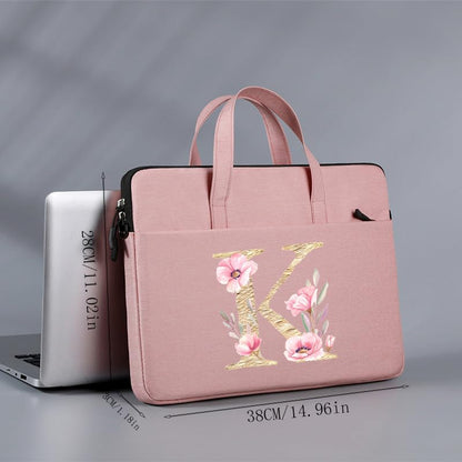 Computer Bag For Men & Women, With Initial Laptop Bag,14/15inches Messenger bag For Office、Business、Travel、School - color: Pk-k