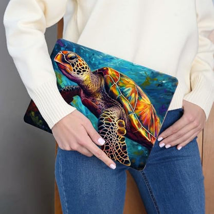 Laptop Skin Sticker 3-Piece Set,Colorful Sea Turtles | Trim-to-fit 3-piece vinyl set with one 15 x 10.6 in lid skin and two palm-rest decals for many 12-15.6 in laptops - color: Colorful Sea Turtles