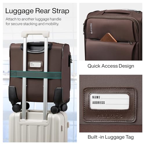 Hanke 16 Inch Underseat Carry On Luggage with Spinner Wheels for Airline, Small Softside TSA Approved Luggage Lightweight Rolling Suitcases Under Seat Travel Carry-On Bag(Coffee) - color: Coffee, size: 16 Inch Underseat