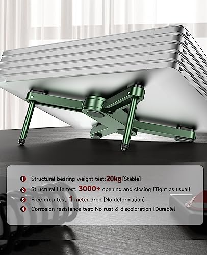 YICOSUN New Concept Laptop Stand - Adjustable Ergonomic Aluminum Riser for MacBook Pro/Air up to 15.6” - Foldable & Portable Computer Stand for Desk, Students, Office, Travel, Gaming - Green - color: Green