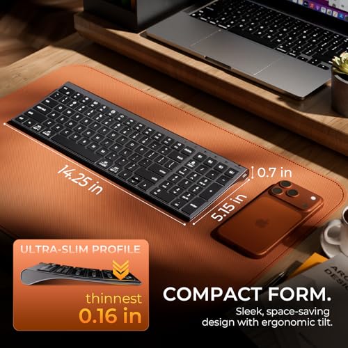 iClever Backlit Bluetooth Keyboard for Mac, BK10 Pro Ultra Slim Wireless Keyboard, Multi-Device, 7-Color Backlight, Standard Full-Size Keys, Rechargeable Compatible with Mac, Windows, iPad, Android