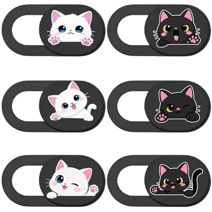 6Pcs 6 Styles Cat Camera Cover Slide Webcam Privacy Cover Cute Cats Design Ultra-Slim Camera Blocker for Laptop Desktop Computer Tablet Phone Notebook Mini PC Accessories Home Office Use - color: Cat
