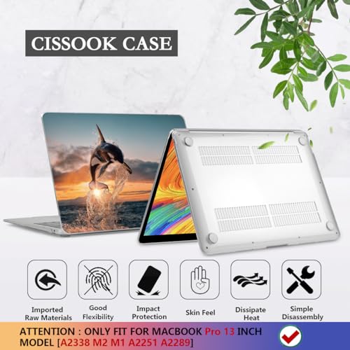 CISSOOK Compatible with MacBook Pro 13 inch Case 2023 2022 2021 2020 | 4in1 Set Protective Plastic Hard Shell Case Cover for Pro 13" M1 M2 A2338 A2251 A2289 Model with Touch Bar, Dolphin&Sea - color: Pro13inch-Dolphin&Sea