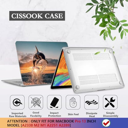 CISSOOK Compatible with MacBook Pro 13 inch Case 2023 2022 2021 2020 | 4in1 Set Protective Plastic Hard Shell Case Cover for Pro 13" M1 M2 A2338 A2251 A2289 Model with Touch Bar, Dolphin&Sea - color: Pro13inch-Dolphin&Sea