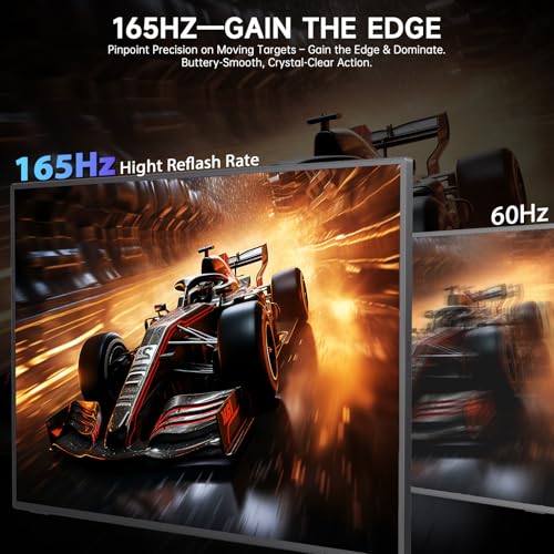24.5" 2K Portable Monitor, 165Hz Gaming Monitor with 100% sRGB IPS Panel, Built-in Adjustable Stand & VESA Mount, USB-C HDMI External Second Screen for Laptop, PC, Phone, Xbox, PS5 - size: 24.5"