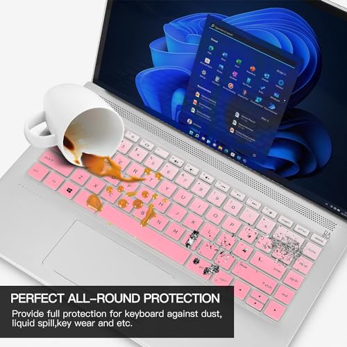 Keyboard Cover for HP 14 Laptop & HP Pavilion x360 14 14-dq 14-fq 14-dk 14m-dh 14-dh 14-ce 14-cf 14-dq0040nr 14-dq0762dx 14-dq0761dx 14-dq0052dx 14-dq5009nr dq0050nr 14-dq0011dx 14t-dq300 -GPink - color: Gradual Pink