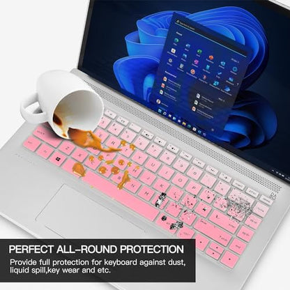 Keyboard Cover for HP 14 Laptop & HP Pavilion x360 14 14-dq 14-fq 14-dk 14m-dh 14-dh 14-ce 14-cf 14-dq0040nr 14-dq0762dx 14-dq0761dx 14-dq0052dx 14-dq5009nr dq0050nr 14-dq0011dx 14t-dq300 -GPink - color: Gradual Pink
