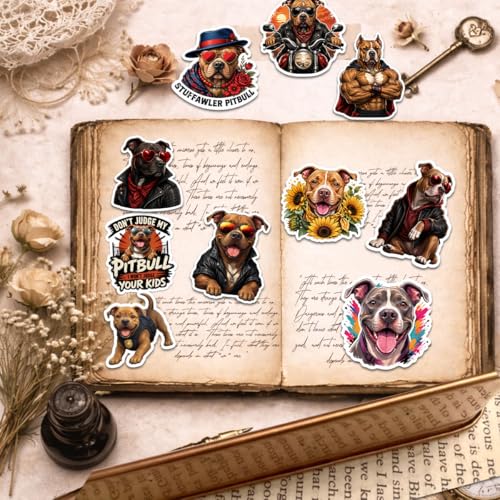 18PCS Pit Bull Dog Stickers – Funny Waterproof Vinyl Decals for Dog, Pitbull Lovers, Laptop, Scrapbook, Phone, Car, Water Bottles - color: Pitbull