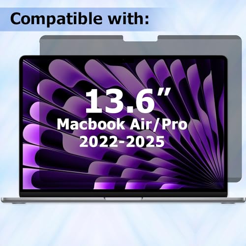 Adeway Privacy Screen for MacBook Air M5/M4/M3/M2/M1 13.6 Inch (2022–2026) | Anti-spy, Magnetic Attachment with Nano Adhesive, Blue Light Reduction & Anti-Glare, Ideal for Office - size: Macbook Air 13.6 Inch (2022-2025)