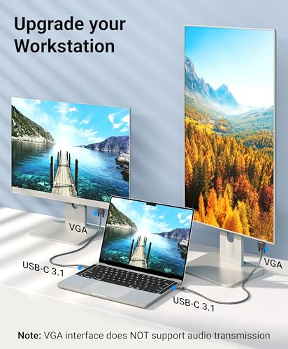 BlueRigger 6FT USB-C to VGA Cable - 1080p Display, Compatible with Laptop, Phone, Tablet, HDTV, Monitor, Projector - size: 6FT, style: USBC-VGA