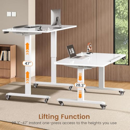 SEDETA 47x24'' Foldable Electric Standing Dry Erase Board Desk with Wheels | 180° Tiltable Mobile Rising Computer Desk Height Adjustable for Drawing/Writing/Gaming/Study/Home Office/Small Space - color: Dry Erase Board, size: 47 x 24 Inches