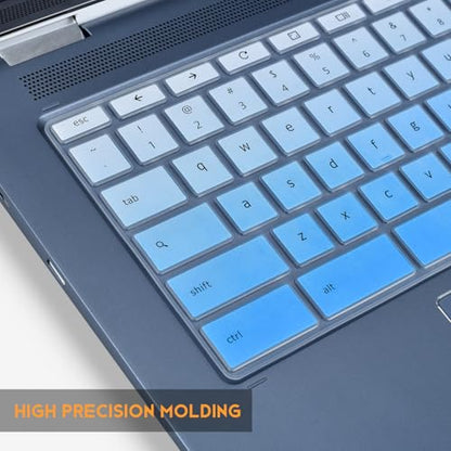 Keyboard Cover Skin for HP Chromebook 14 Laptop 14a-na 14a-ne 14a-ca 14a-na0226nr 14a-ne0013dx 14a-na0021nr 14a-na0031wm 14a-ca0030wm 14a-ca0023nr, HP Chromebook 14A G5 Keyboard Protector, Ombre Blue - color: Ombre Blue