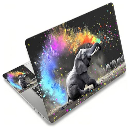 Laptop Skin Sticker Decal, Universal Reusable Vinyl Laptop Cover for 12" 13" 13.3" 14" 15" 15.4" 15.6" Notebook PC, Waterproof Scratch-Resistant with 2 Wrist Pads, Easy to Apply & Remove,Art Elephant - color: Art Elephant