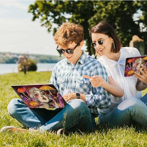 Universal Laptop Skin Sticker with 2 Wrist Pad Skins, Waterproof Scratch Resistant Vinyl Laptop Cover Decal, Cut to Fit for 11–15.6 Inch MacBook HP Dell Lenovo, Mushroom Girl - color: Mushroom Girl