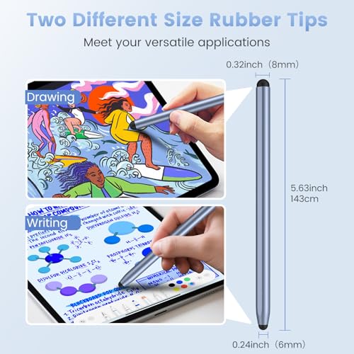 Stylus Pen for Touchscreen, 2-in-1 Magnetic Universal Stylists | High Sensitivity & Precision, Metal Barrel,Compatible with iPad,iPhone,Android Microsoft Surface Nintendo Switch Touchscreen - color: Silver/Blue