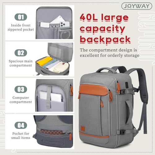 Joyway Expandable Carry on Luggage Sets Airline Approved, Lightweight Hard Shell 20 Inch Carry-on Suitcase with Spinner Wheels, Grey - color: Grey, size: 4 piece sets (13/20)