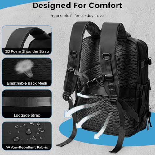 HomeBeyond Vacuum Backpack Travel, Carry-On Size Travel Backpack with Vacuum System & Manual Pump, Fits 14” Laptop with Shoe Compartment, Water-Resistant Casual Daypack Backpacks