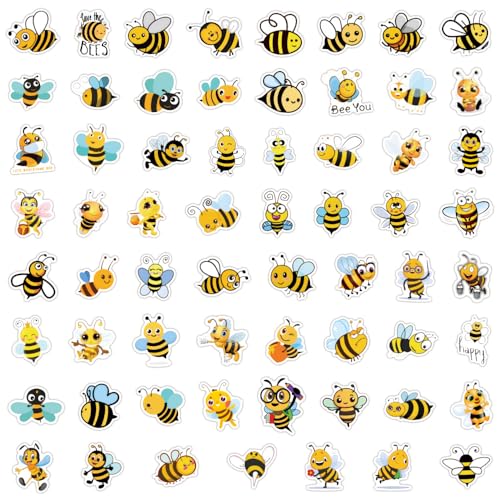 60PCS Cute Bee Stickers, Funny Bees Animal Stickers, Aesthetic Sticker for Water Bottles Laptop for Kids Teens Adults (Little Bee) - color: Little Bee