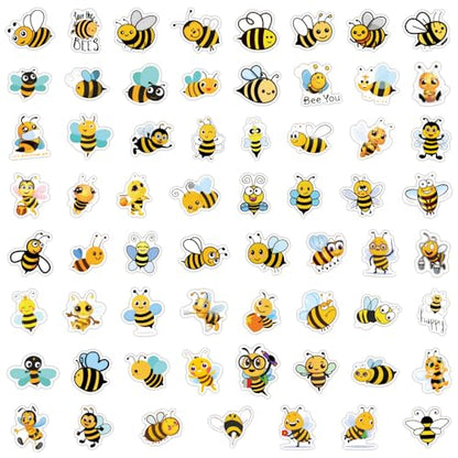 60PCS Cute Bee Stickers, Funny Bees Animal Stickers, Aesthetic Sticker for Water Bottles Laptop for Kids Teens Adults (Little Bee) - color: Little Bee