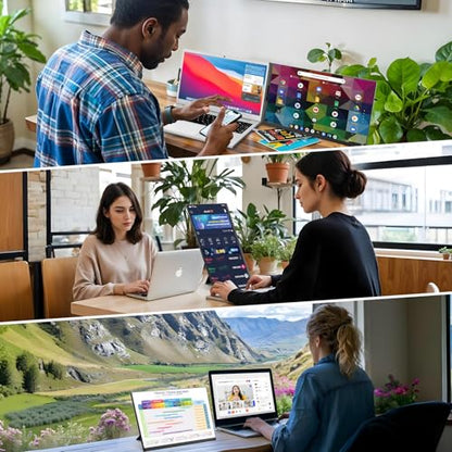Teamgee 15.6" Laptop Screen Extender, Slim & Lightweight Portable Monitor for Laptop (Fits 13-17"), Full HD IPS, 360° Rotating Stand, USB-C Plug & Play, RGB Lighting, Thin Bezels - size: Dual 15.6"