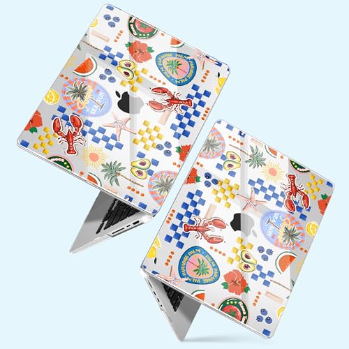 for New MacBook Pro 14 inch Case 2026 2025 M5 2024 M4 2023 Release– Aesthetic Floral Design Clear Laptop Shell 6-in-1 Bundle with TPU Keyboard Cover & OTG Adapters, Lobster & Fruit - color: Fruits