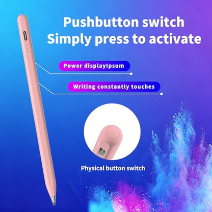 Digital for Android Tablets Stylus Pen for Samsung Galaxy Tab A11+Plus/A11/A9+/A9 Pencil,Accurate Without delay，One-Click Power On/Off,+2Nibs&Long Battery Life (Pink) - color: Pink