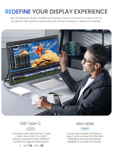 UPERFECT Portable Monitor 21.5", FHD 1080P 100Hz QLED 125% sRGB Gaming Monitor with Stand, Bag & VESA, Large Second Screen for Laptop, Computer, Phone, Mini PC, Game Consoles - size: 21.5"