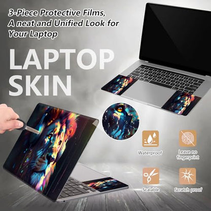 Laptop Skin Sticker for 12.1”-15.6“ Laptops (Fits 13”, 13.3”, 14”, 15”, 15.4”) | Protective Universal Reusable Vinyl Art Decal Cover | Waterproof & Scratch-Resistant-Lion with Head Set - color: Lion with head set