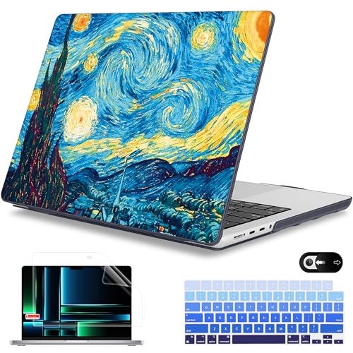 Mektron Case for M5 MacBook Pro 14 inch 2026 Model A3427 A3426 Fit 2025-2021 Model A3434 A3112 M4 A3112 A3401 A3185 M3 A2918 A2992 M2 A2779 M1 A2442 Pro/Max Cover, Abstract Starry Sky - color: Abstract Starry Sky
