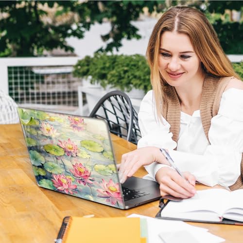 Laptop Skin Sticker Decal, Universal Reusable Vinyl Laptop Cover for 12" 13" 13.3" 14" 15" 15.4" 15.6" Notebook PC, Reusable Waterproof Scratch-Resistant with 2 Wrist Pads,Art Flower Lotus - color: Art Flower Lotus