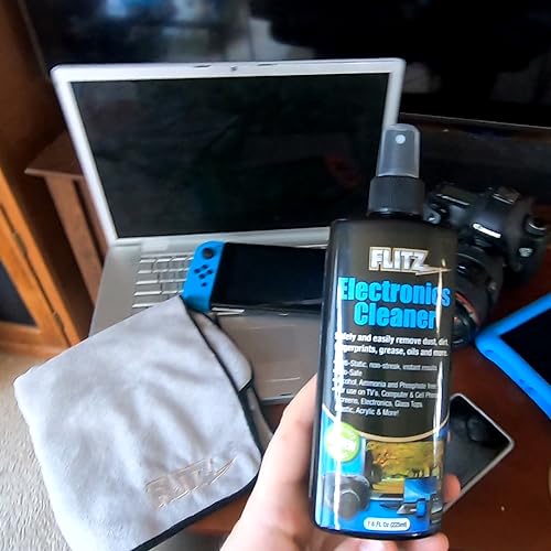 FLITZ Electronic Screen Cleaner Spray - 7.6oz of USA-Made Multi-Purpose Monitor Cleaner for Computers, TVs, Lenses, Phones, & More - Non-Streak, Anti-Static Screen Spray w/No Harsh Chemicals