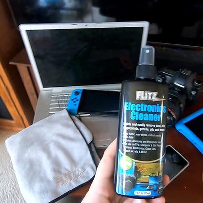 FLITZ Electronic Screen Cleaner Spray - 7.6oz of USA-Made Multi-Purpose Monitor Cleaner for Computers, TVs, Lenses, Phones, & More - Non-Streak, Anti-Static Screen Spray w/No Harsh Chemicals