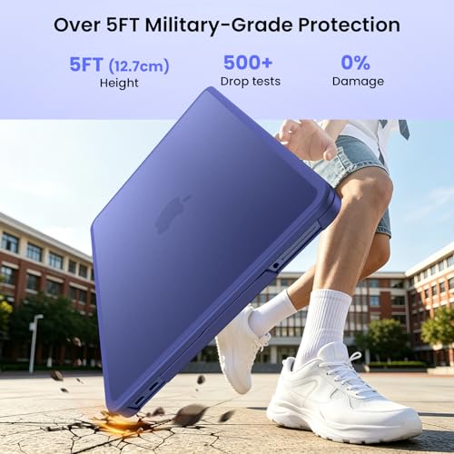 BlueSwan for MacBook Neo Case 13 inch 2026, Model A3404 A18 Pro Chip | Anti-Crack Rugged TPU Bumper, Anti-Scratch Hard Shell Protective Cover for MacBook Neo 13", Back to School Supplies - color: Frosted Indigo