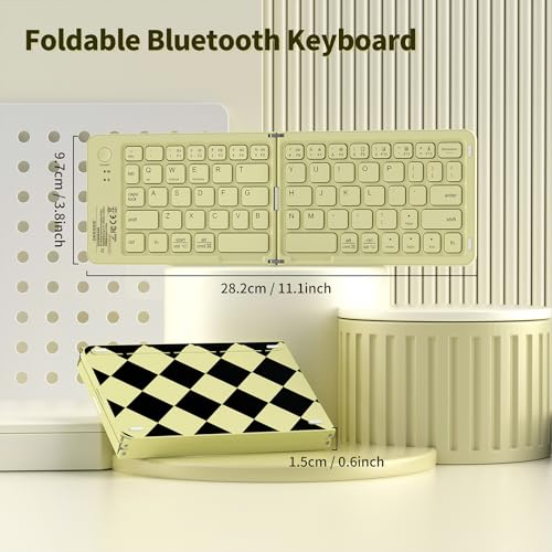 Foldable Bluetooth Keyboard with UV Printing Technology Rechargeable Keyboards,Compact Wireless Travel Keyboards for iPad, Smartphone, Tablet and Laptop - Z1 Coffee - color: Z1 Coffee