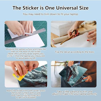 Universal Laptop Skin Sticker with 2 Wrist Pad Skins, Waterproof Scratch Resistant Vinyl Laptop Cover Decal, Cut to Fit for 11–15.6 Inch MacBook HP Dell Lenovo, Ferry Dragon - color: Ferry Dragon