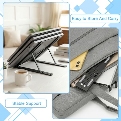 Laptop Stand for Desk, Adjustable 10-Angle Foldable Laptop Riser, Portable Black Plastic Tablet Holder, Ventilated Notebook Stand Compatible with All Laptops up to 17 Inch - color: Black
